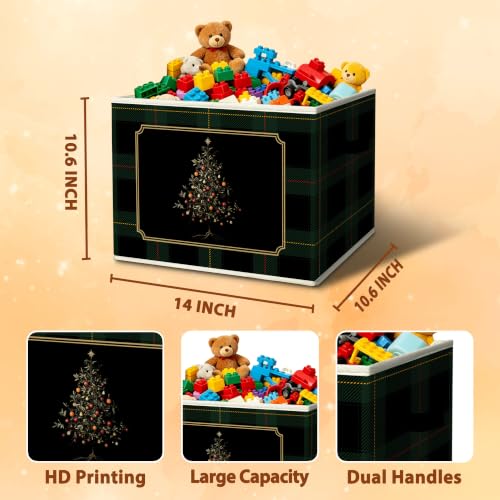 Vintage Christmas Tree Gothic Storage Box with Handles - Image 4