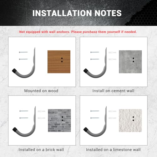 Garage Hooks, 4 Inch Heavy Duty Steel J Hooks for Wall - Image 6
