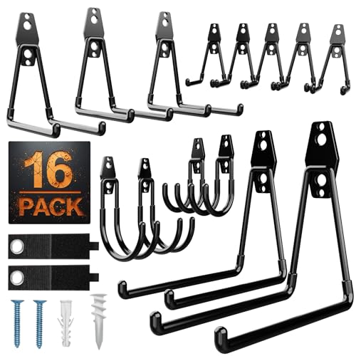 16 Pack Heavy Duty Garage Hooks, Wall Mounted Tool Hangers - Image 2