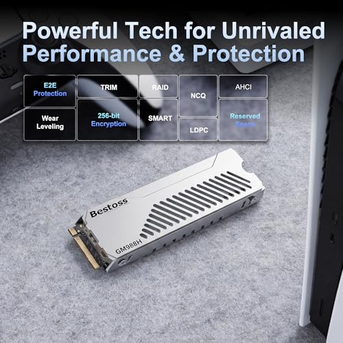 Bestoss 2TB PCIe4.0 NVMe M.2 2280 SSD with Heatsink, PS5 Storage - Image 6
