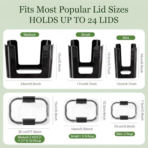 3 PCS Lid Organizer for Rubbermaid Brilliance Snap-On Lids Black - Image 3