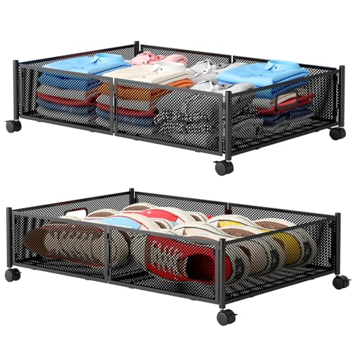 Under Bed Storage with Wheels, Foldable Metal Mesh | Home Organization - Image 2