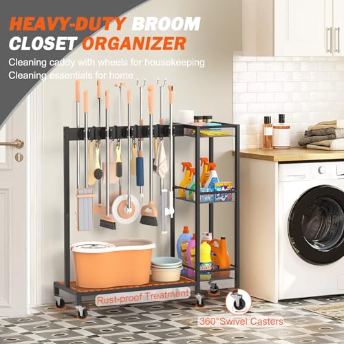 Broom Holder with Cleaning Supplies Organizer, Broom Closet - Image 7