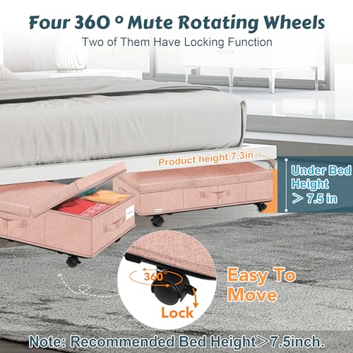 Under Bed Storage with Wheels, 2Pack Rolling Underbed Storage - Image 5