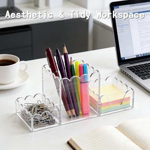 YAGELI Acrylic Desk Organizer Set of 3, Clear - Image 5