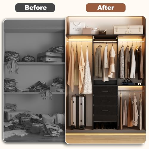 Besiost 4FT Small Closet System with 3 Fabric Drawers - Image 6
