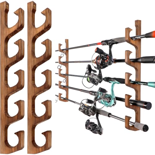 PLUSINNO H5W Solid Wood Fishing Rod Holder, Horizontal - Image 2