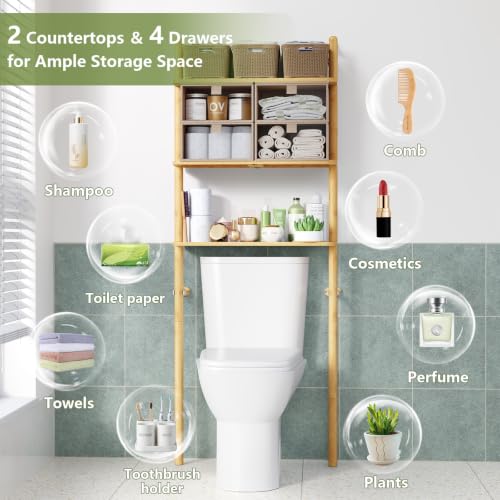 Bamboo Over The Toilet Storage, Bathroom Over Toilet - Image 5