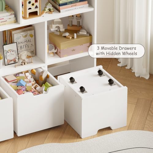 Toy Storage Organizer, Wooden Kids Bookshelf and Toy - Image 4