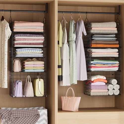 X-cosrack Closet Hanging Organizer Shelves - 5 Tier Wardrobe - Image 3