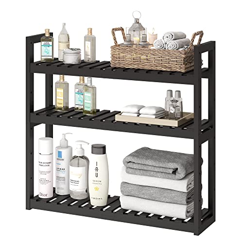 Bathroom Shelf Bamboo Organizer Rack Adjustable 3-Tier - Image 2