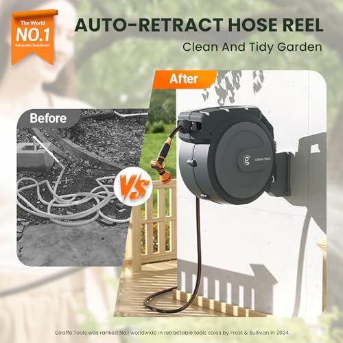 Giraffe Tools Retractable Garden Hose Reel 1/2"100FT Metal - Image 3