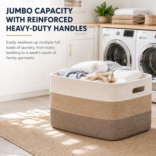 OIAHOMY Blanket Basket Laundry Basket Dog Toy Basket 75L - Image 5