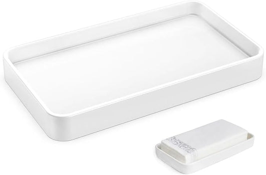Gurygo 10" Bathroom Countertop and Vanity Tray - Kitchen Tray for Soap Bottles - Ceramic Vanity Tray for Bathroom Counter Organization - Kitchen Tray(White, Set/1)