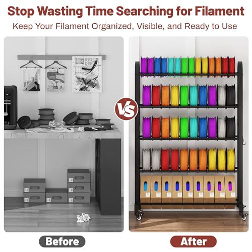 3D Printer Filament Storage Rack with Wheels, 5-Tier - Image 7