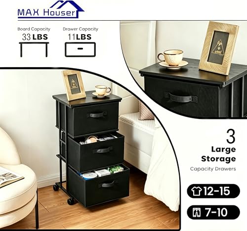 MAX Houser Dresser Storage with 3 Drawers, Fabric Dresser Tower - Image 5