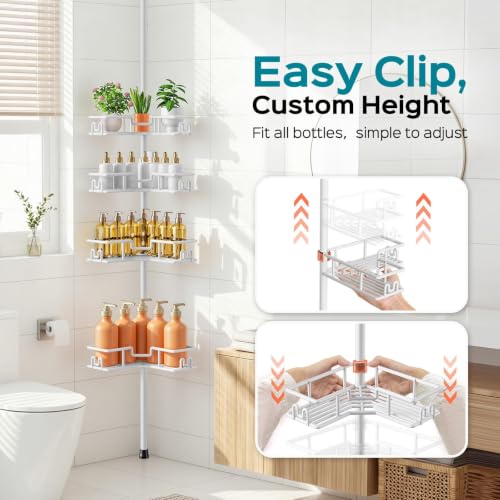 HAMITOR Corner Shower Organizer, 4-Tier Tension Pole | All Products - Image 7