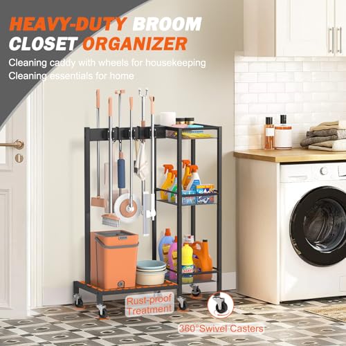 Broom Holder with Cleaning Supplies Organizer, Broom Closet - Image 7