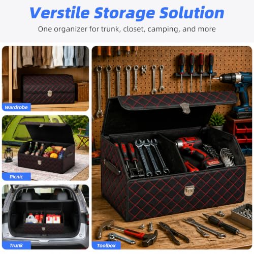 Car Trunk Organizer with Sturdy Faux Leather Lid - 20.9 inch 48L - Image 4
