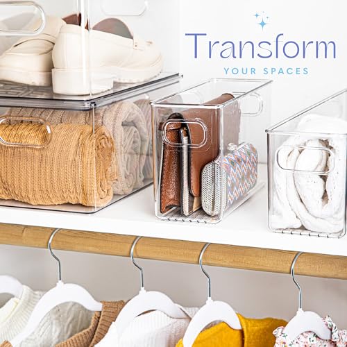 Plastic Food Storage 4 Pack Clear Container Bin with Handles - Image 6