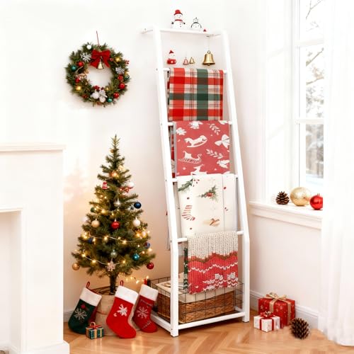 6.3ft Blanket Ladder with Storage Basket, 5 Tier | Home Organization - Image 2