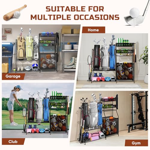 Garage Sports Equipment Organizer,3 Golf Bags Storage Stand - Image 8