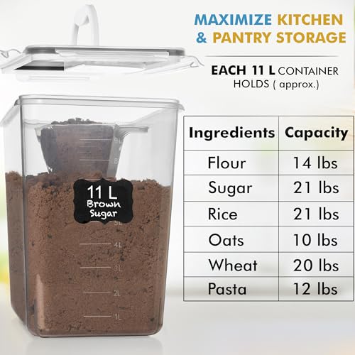 Shazo 2 PC (11L | 372 oz) Flour Sugar Storage Containers - Image 6