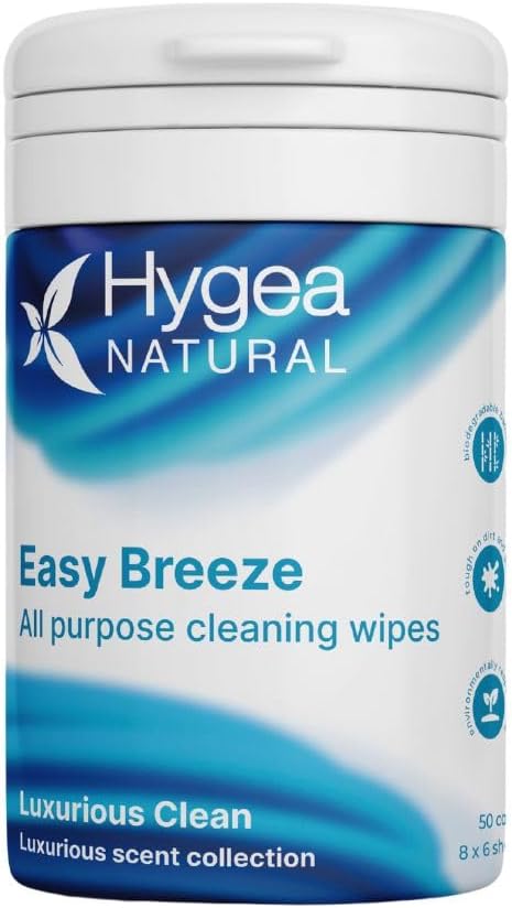Hygea Natural EasyBreeze Luxurious Clean All Purpose Cleaning Wipes - Multipurpose Cleaner - Dirt and Grease Wipes (Pack of 1)