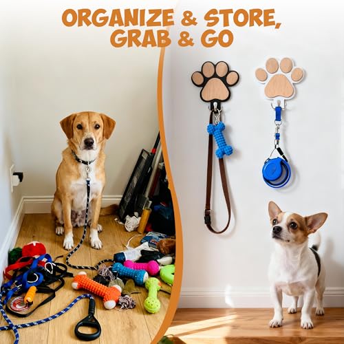 2-Pack Dog Leash Holder, Wooden Paw Wall Hooks for Entryway - Image 5