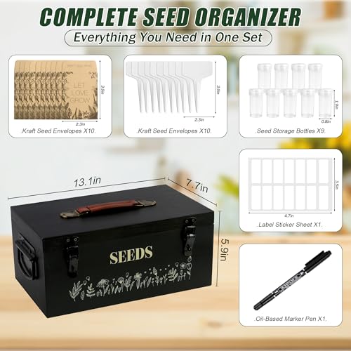 Large Seed Storage Organizer Box with Handle, Bamboo Seed - Image 3