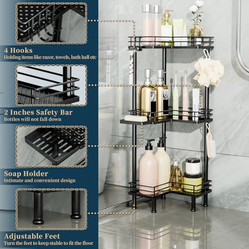 Consumest Corner Shower Caddy Standing - 3-Tier Stainless Steel - Image 4