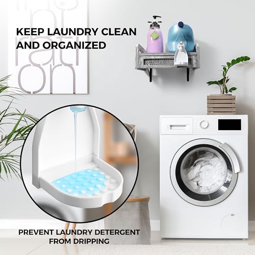 Laundry Shelf Organizer - Wall-Mounted Wooden Detergent Cup - Image 4