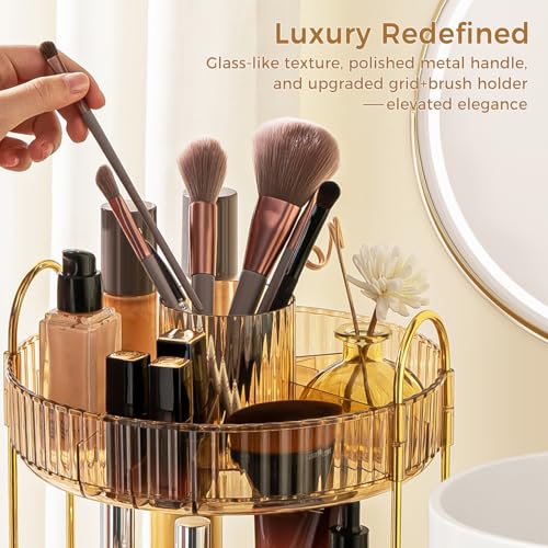 360° Rotating Makeup Organizer, Upgraded 3 Tier Skincare Perfume - Image 5