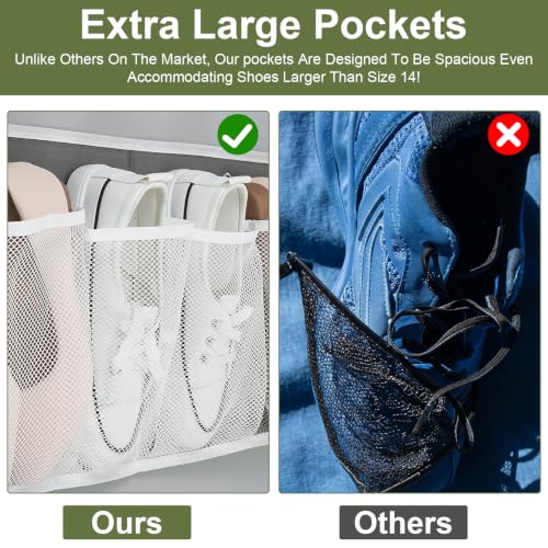 4 Pack Hanging Shoe Organizer with 32 Large Mesh Pockets - Image 4