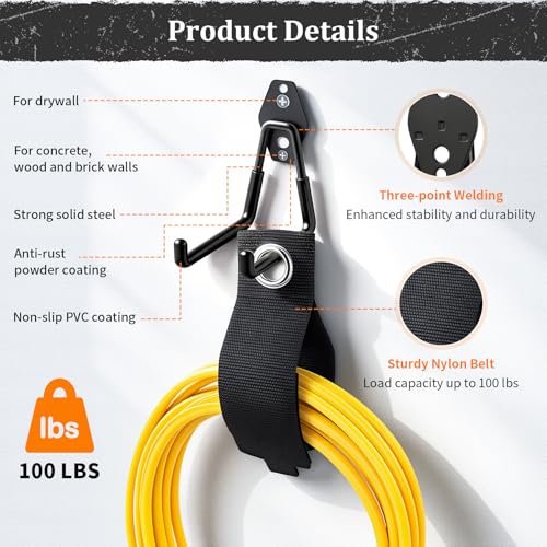 Housolution Steel Garage Hooks - 18Pack Anti-Slip Coating, Black - Image 5