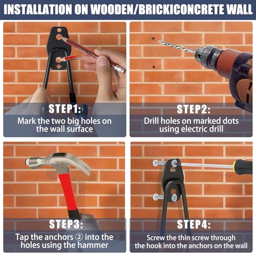 KOFANI Steel Garage Storage Hooks-16 Pack Black Heavy Duty Wall - Image 7