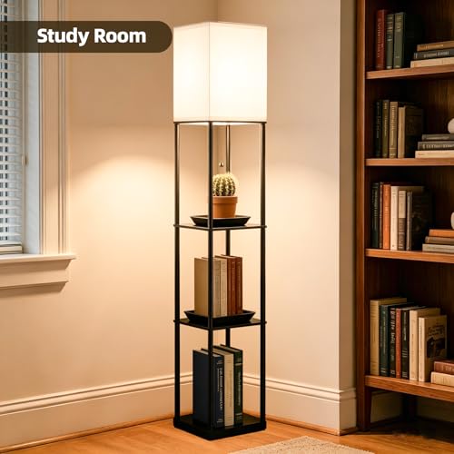Floor Lamp with Shelves for Living Room, 3-Tier Corner Shelf Lamp - Image 7