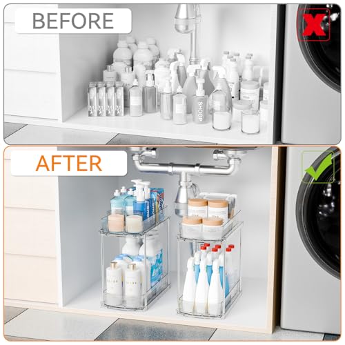 Yieach 2 Pack 13.8″ Deep 2 Tier Under Sink Storage O | All Products - Image 7