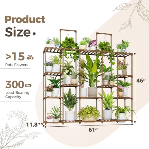 Bamworld Large Plant Shelf Plant Stand Indoor 62.2" Tall - Image 3