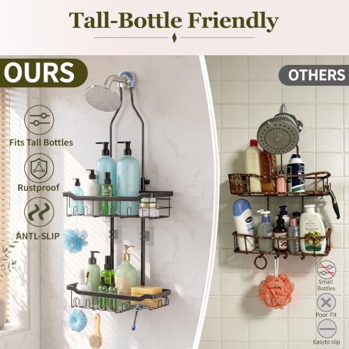 Adjustable Shower Caddy Hanging Rustproof: Tool-free Height - Image 4