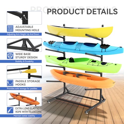 Kayak Storage Rack,Freestanding Adjustable Kayak Stand for Kayaks - Image 4