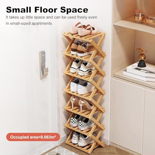 YYW Bamboo Shoe Rack, Foldable Vertical Free Standing Shoe - Image 3