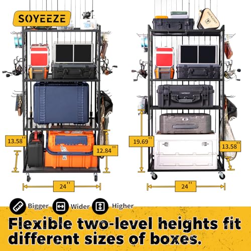 Fishing Rod Holder for 12 Rods, Rolling Fishing Pole | Garage Storage - Image 6