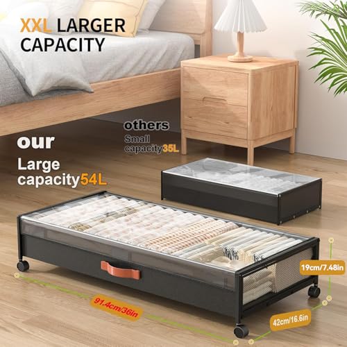 Eastherry Under Bed Storage with Wheels, 2 Pack 36" Extra Long - Image 3