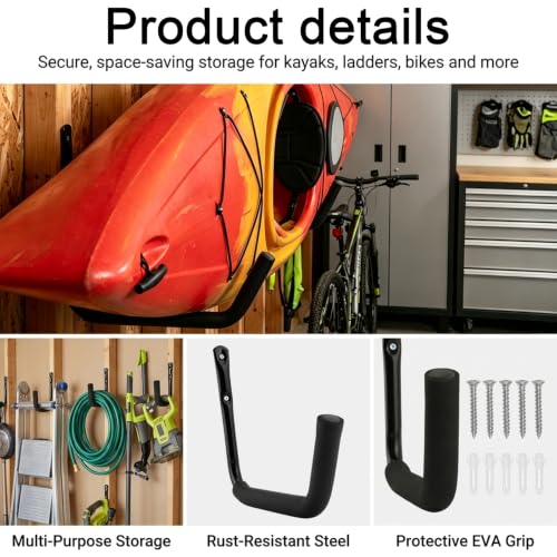 4 Pack Heavy Duty Garage Storage Hooks, 55 LB Capacity - Image 6