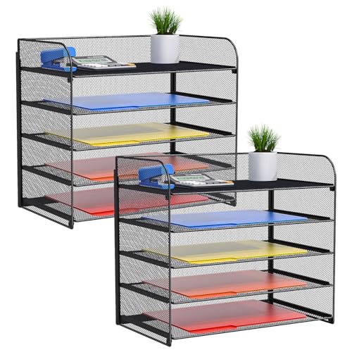 2 Sets 5-Tier Paper Organizer,Paper Tray Holder for Desk - Image 2