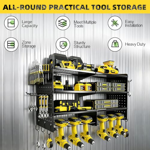 Power Tool Organizer Wall Mount, 4 Tier Heavy Duty Tool - Image 5