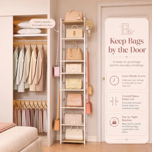 8-Tier Narrow Purse Organizer for Closet, Tall Vertical Purse - Image 7