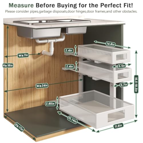 3-Tier Pull Out Under Sink Organizer,2-Pack Heavy Duty - Image 3