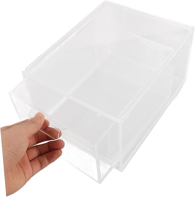 Tofficu 3pcs Stackable Acrylic Makeup Organizer Storage Bins Lids Desk Accessory for Vanity Bathroom and Desk